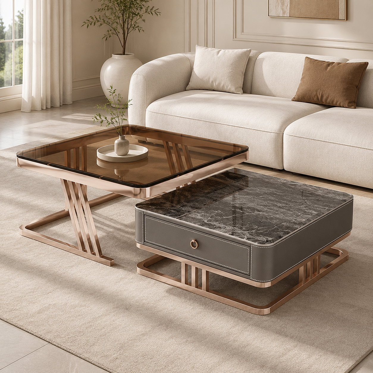 Deco Finish Center Table With Drawer - Image 2
